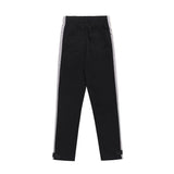 Men Sweatpants Side Striped Button Casual Pants Drawstring Elastic Waist Straight-Leg Trousers