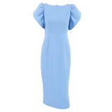 Women Dress Spring/Summer round Neck Puff Sleeve Dress Sheath Tight Dress