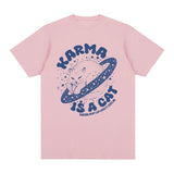 Karma Is A Cat Lover Kawaii Funny Meme T Shirt for Men Women