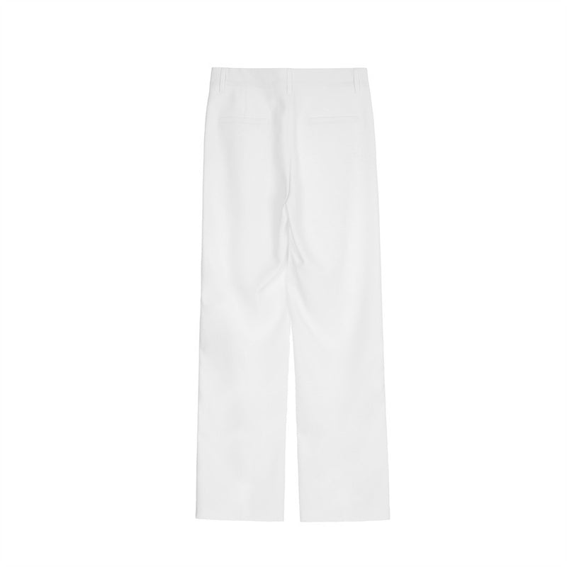 Men Sweatpants Solid Color Casual Suit Pants Loose Straight Trousers