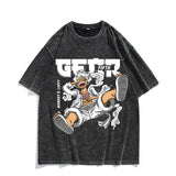 Anime Nika Luffy Washed Old Retro T-Shirt Short Sleeve