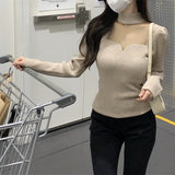 Women Knitwear Autumn and Winter Mesh Hollow Sweater