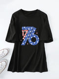Printed 1776 Crew Neck Short Sleeve Casual Loose Women's T-Shirt