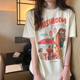Mushroom Cute Women's T Shirt Summer Vintage 80s 90s Cotton