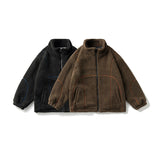 Unisex Winter Cotton Line Embroidered Stand Collar Cotton Coat Vintage Polar Fleece Loose Cotton Coat