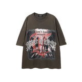 Men T Shirt Distressed Gothic Print Hiphopt Shirt