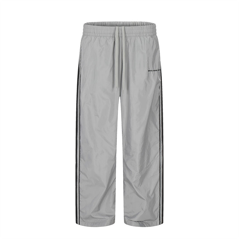 Men Sweatpants Side Striped Casual Sports Pants Loose Straight Wide-Leg Pants Trousers