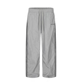 Men Sweatpants Side Striped Casual Sports Pants Loose Straight Wide-Leg Pants Trousers