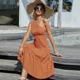 Women Dress Orange Sling Dress