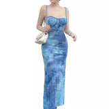 Women Dresses Tie-Dyed Suspenders Dress Element Dress
