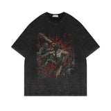 Washed old short-sleeved T-shirt chainsaw man retro cotton T