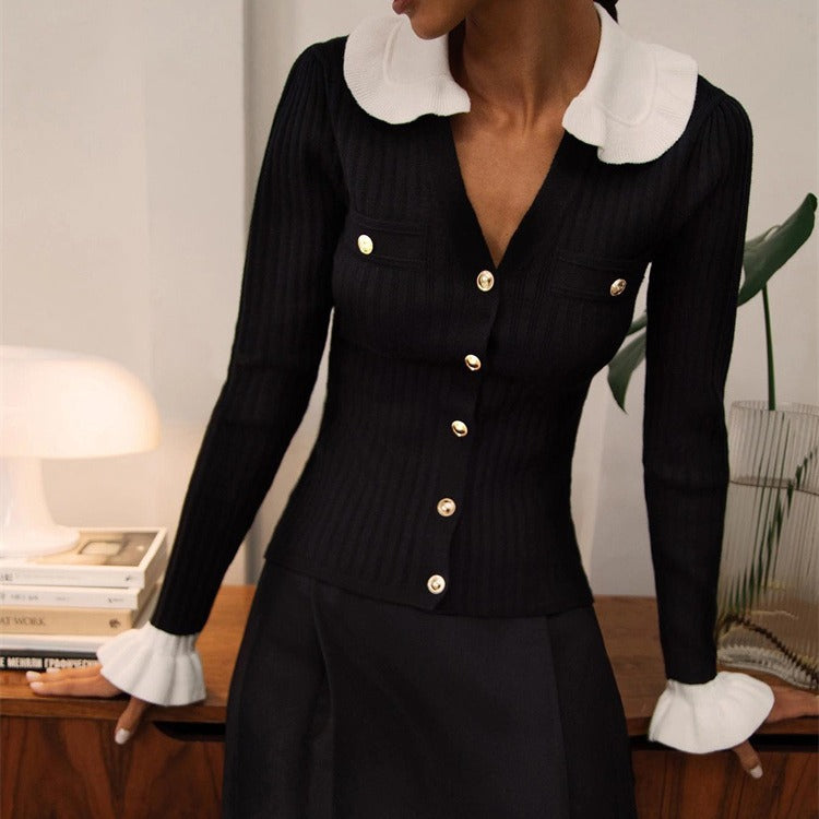 Women Knit Top Elegant Knitted Cardigan Single-Breasted Sweater