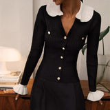 Women Knit Top Elegant Knitted Cardigan Single-Breasted Sweater