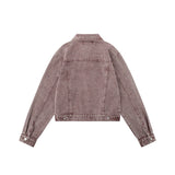 Women Jacket Pocket Washed and Worn Denim Coat Lapel Denim Jacket Jacket
