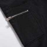 Men Sweatpants Solid Color Loose Zip Split Casual Straight Trousers