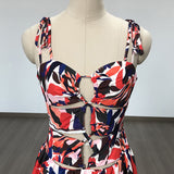 Women Evening Dress Bohemian Dress Summer V-neck Brace Backless