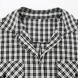 Women Trench Coat Black and White Plaid Long-Sleeved Shirt Women's Loose Casual