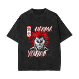 Washed cotton t-shirt Baki Hanma printed washed old short-sleeved t-shirt