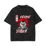 Washed Retro Cotton T-Shirt Baki Hanma Washed Old Short Sleeves
