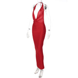 Women Dresses Summer Sexy V-neck Backless Slim Fit Sleeveless Dress
