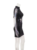 Women's Evening Gown Sexy Sheer Mesh Stitching Sequins Dress Evening Dress