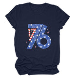Fashion T-shirt 1776 pattern print crew neck short sleeve summer