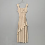 Women Dresses Square Collar Lace Dress Spaghetti Straps Sleeveless Long Dress