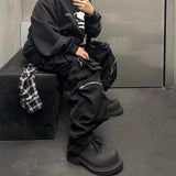 MIJKO Men Vintage Pants MIJKO Casual Pants Functional Multi-Bag Wide Leg Pants