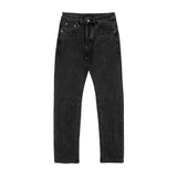 Men Jeans Washed Distressed Solid Color Straight Jeans