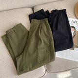 Women Sweatpants Overalls Loose Straight Wide-Leg Casual Retro Ankle-Tied Pants