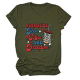 Crew neck women's short sleeves running on jced collee and freedomt t-shirt