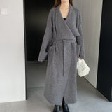 Women Cardigan Sweater Crew Neck Thick Sweater Fall and Winter Lapels Loose-Fitting Long Sleeve Sweater A3386