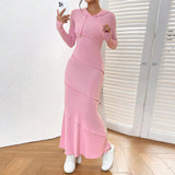 Women Dress Fall/Winter Slim Hip Hooded Long Sleeve Casual Dress