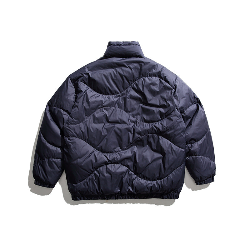 Unisex Winter Cotton Coat Stand Collar down Vintage Printed down Jacket