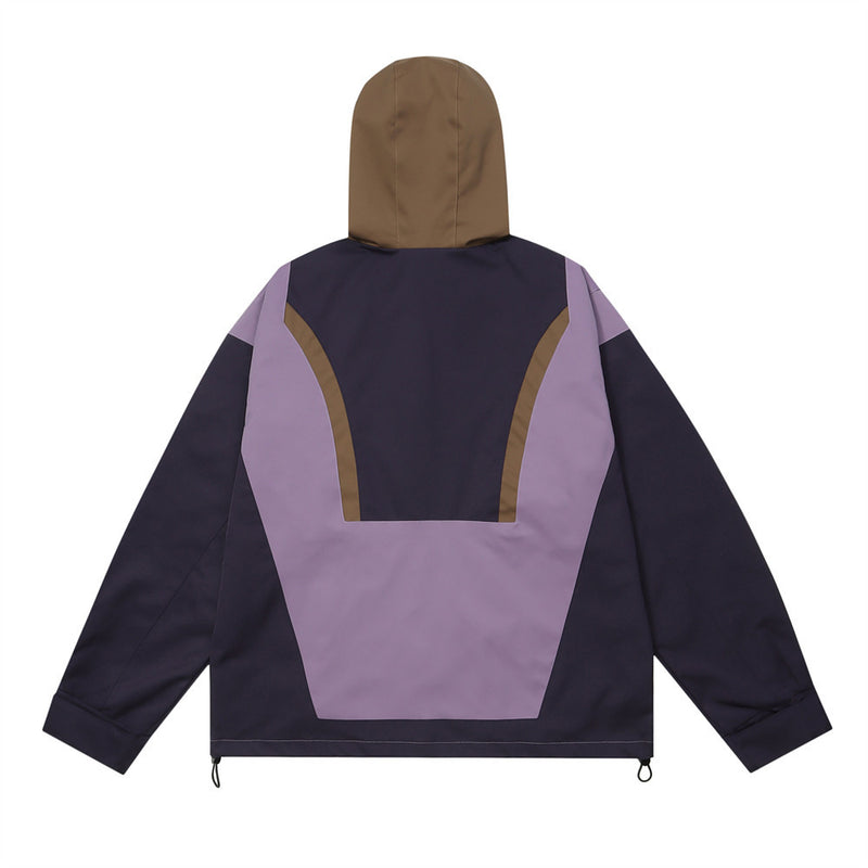 Men Jacket Coat Shell Jacket Men's Windproof Sports Jacket Patchwork Turtleneck Hooded Jacket