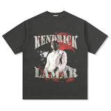 Mens Vintage Rock Band T-Shirt Homage Kendrick Lamar Kung Fu Kenny Rap Print Short Sleeve T-Shirt