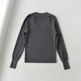 Women Sweater Knitwear Sexy Polo Collar Knitwear V Lapel Knitted Top Bottoming Shirt