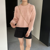 Women Winter Knitted Sweater Crew Neck Thick Sweater Autumn and Winter Leisure Loose-Fitting Long Sleeve Sweater X3058
