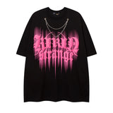 Men T Shirt Hip Hop Heart Graffiti Necklace Short Sleeve T-shirt