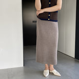 Women Knitted Skirt Autumn and Winter Knitting Straight Skirt Sheath Skirt