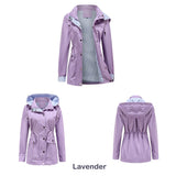 Women Trench Coat Autumn and Winter Detachable Hat Windbreaker Raincoat