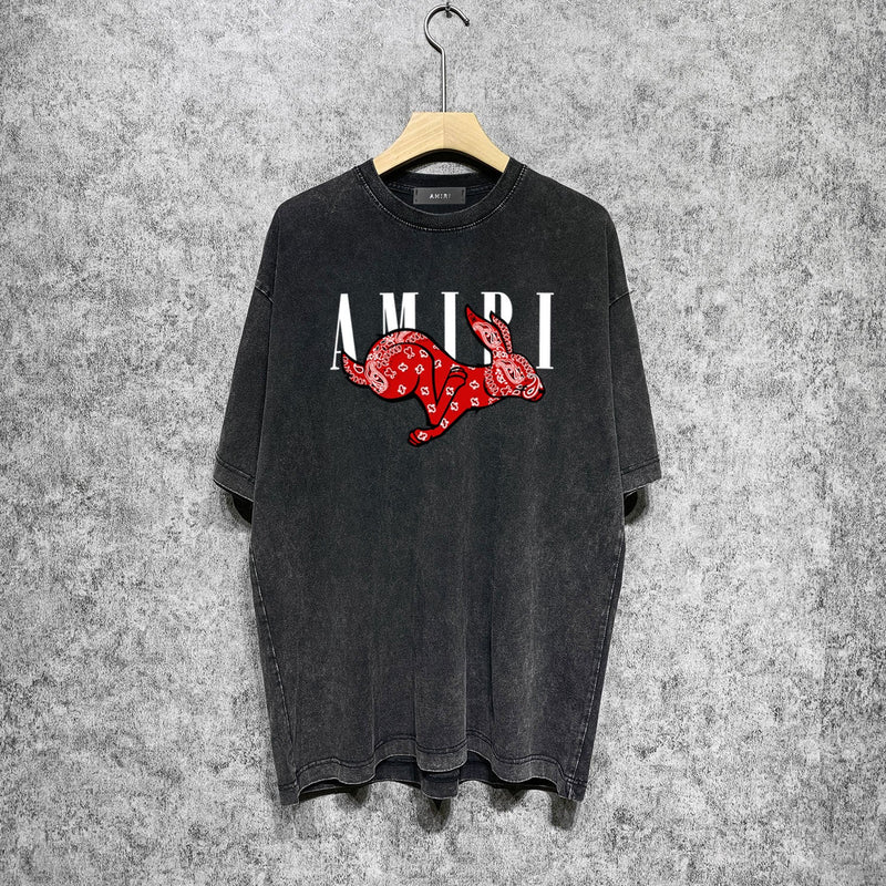 Amiri T-shirt Washed and Worn Retro Short Sleeve T-shirt