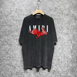 Amiri T-shirt Washed and Worn Retro Short Sleeve T-shirt