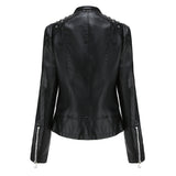 Red Leather Jacket Women's Coat Motorcycle Clothing