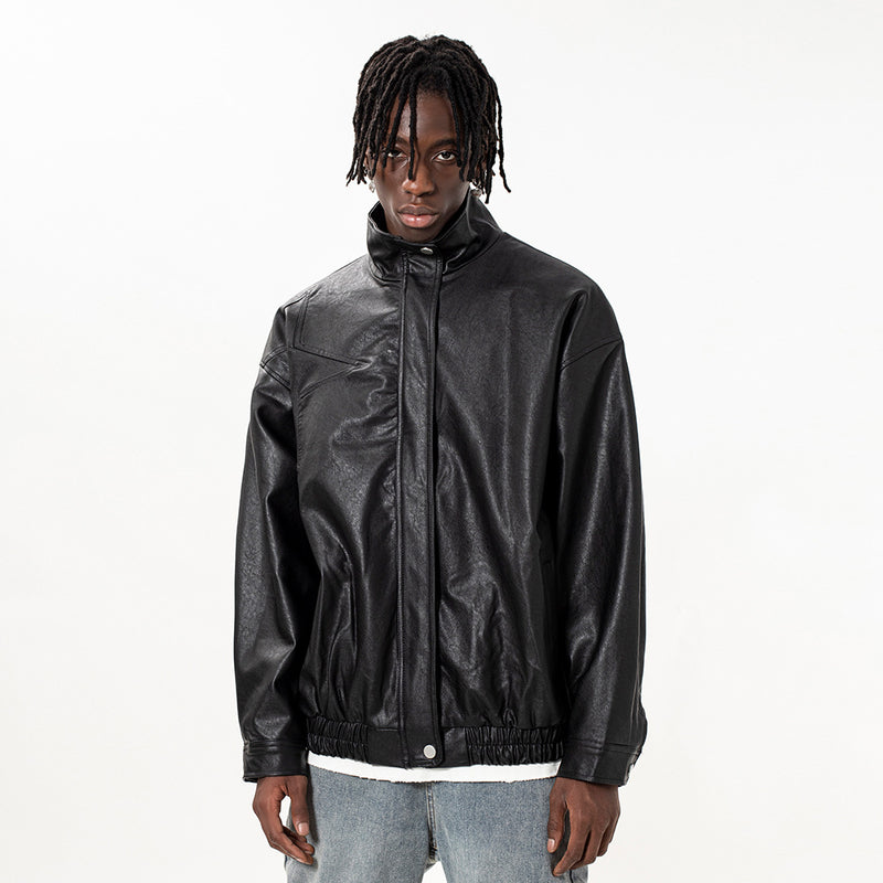 Men Jacket Coat Men Spring and Autumn Zipper Leather Coat