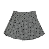 Women Skirt Retro Plaid Pleated Skirt High Waist A- line Skirt