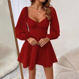 Women Dress Sexy Backless Puff Sleeve Dress