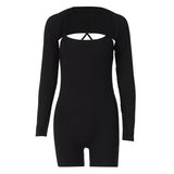 Women Jumpsuit Autumn Sexy U Collar Tight Jumpsuit (Hawthaw0412)