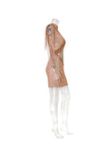 Women's Evening Gown Sexy Sheer Mesh Stitching Sequins Dress Evening Dress