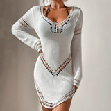 Beach Sweater Dress Summer Sexy Knitted Cutout Beach Bikini Swimsuit Blouse